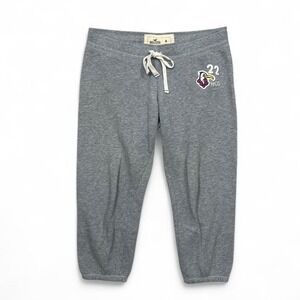 Vintage Y2K Hollister Gray Sweatpants Women's Medium "HCO 22" Capri Embroidered‎
